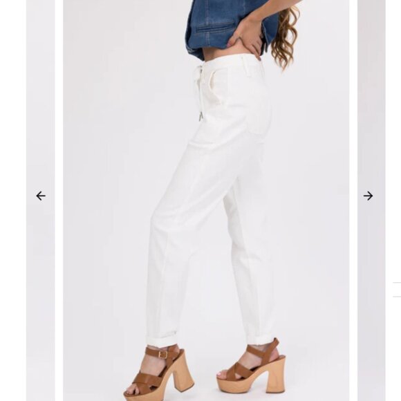 Judy Blue Womens High Waist Double Rolled Ivory Drawstring Joggers/Jeans Sz 20W - Picture 4 of 15